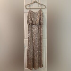 Gold sequin Floor length Formal Gown, stretch, Bodycon, Size US 18 ,Sorella Vita